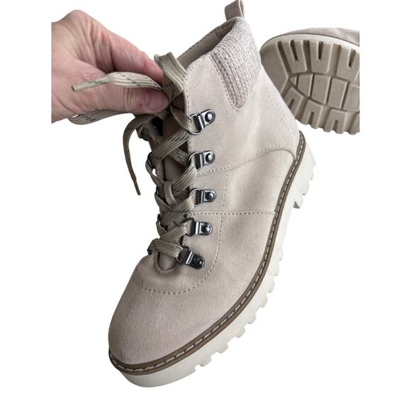 Cliffs by White Mountain Cream Beige Lace Up Hiking Boots Knit Cuff Size 7.5 - Picture 8 of 11
